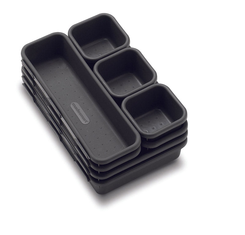 Madesmart 4.6 in. H x 6.19 in. W x 9.19 in. L Black Plastic Drawer Organizer