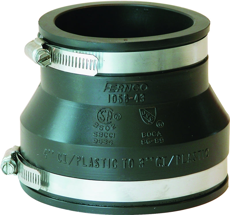 Fernco 4 In. x 3 In. Flexible PVC Coupling - 1 Each P1056-43