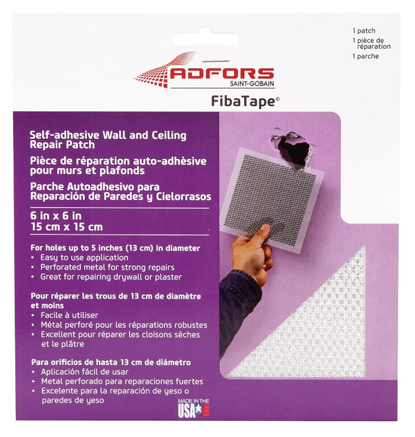 Saint Gobain Adfors Fibatape Wall Repair Patch Aluminum 6 " X 6 " FDW6838-U