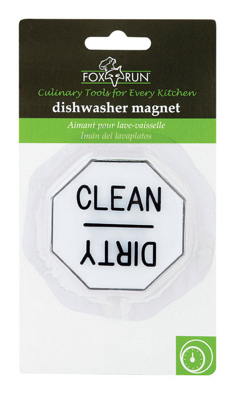Fox Run - 5935 Fox Run Clean or Dirty Dishwasher Magnet, 2.5 x 2.5 x 0.25 inches, White