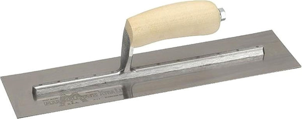 MARSHALLTOWN Finishing Trowels, Wood Handle Material, 305mm Length, 102mm Width, Curved Handle Style, High Carbon Steel Blade Material, Made in the USA, MXS62