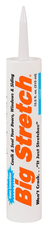 Sashco Big Stretch Acrylic Latex High Performance Caulking Sealant, 10.5 oz Cartridge, Clear