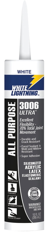 White Lightning W11000010 3006 Ultra All Purpose Elastomeric Sealant, 10 OZ