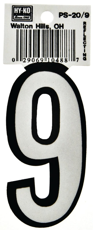 Hy-ko Ps-20/9 Reflective Vinyl House Number #9, 3-1/4" (Pack of 10)