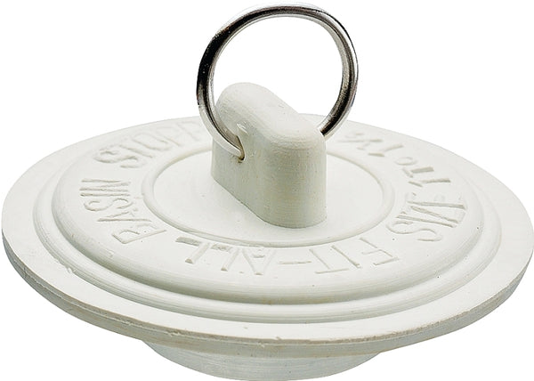 Plumb Pak PP22003 Drain Stopper, Fits Size 1-1-3/8 in, Rubber, White
