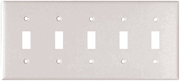 Cooper Wiring 2155w-box "5-toggle" Standard-size Thermoset Wallplate - White