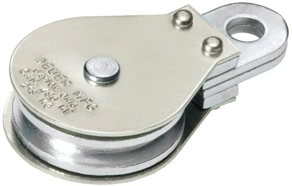 Mini-Mule DEUER DB-15G Gable Block, 1/4 in Rope, 480 lb Working Load, 2 in Sheave, Zinc