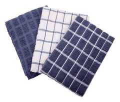 Ritz 82424 Federal Blue Cotton Check Kitchen Towels, 3 Pack