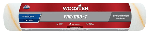 Wooster Brush RR643-14 Pro/Doo-Z Shed Resistant Paint Roller, 1/2 in Nap, 14 in L, Woven Fabric Cover, 14 Inch