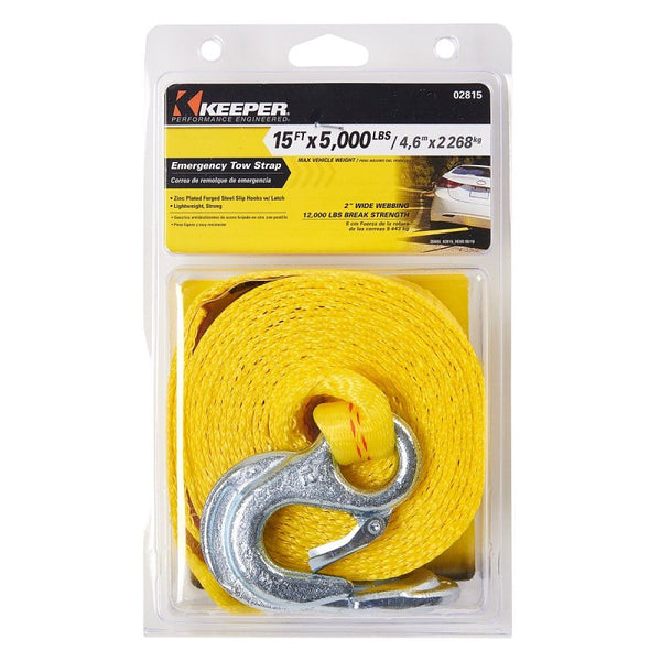 Keeper - 2" x 15' Emergency Vehicle Towing And Recovery Strap - 5,000 lbs. Max Vehicle Weight 02815