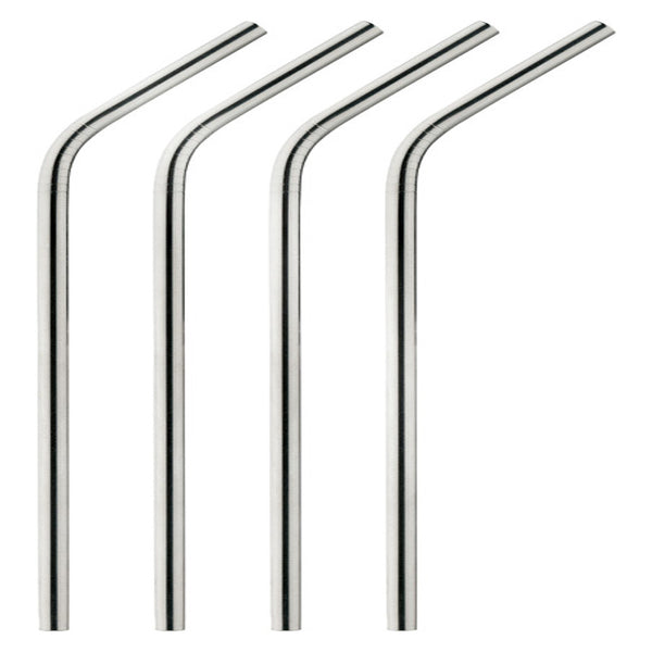 Harold Import HIC Reusable Drinking Straws, Stainless Steel, Set of 4 with Cleaning Brush 48