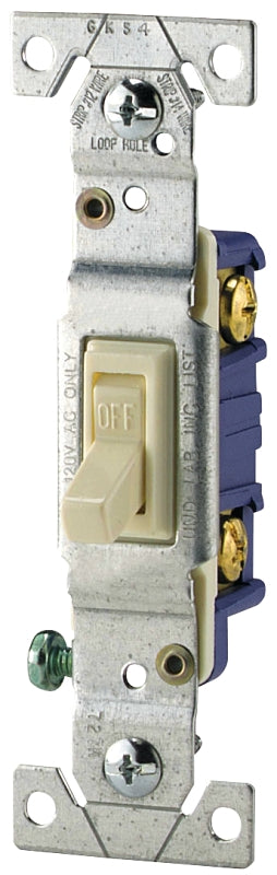 EATON Wiring 1301-7V 15 Amp Single-pole Grounding Toggle Switch, Ivory