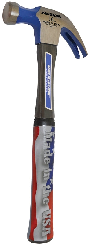 Vaughan FS16 16-Ounce Full Octagon Curved Claw Hammer, Full Polished Head, Fiberglass Handle, 13-Inch Long.