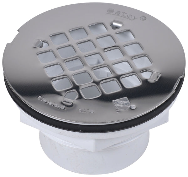 Oatey 42097 101 PS PVC-Solvent Weld Shower Drain with Stainless Steel Strainer, 2-Inch, 2