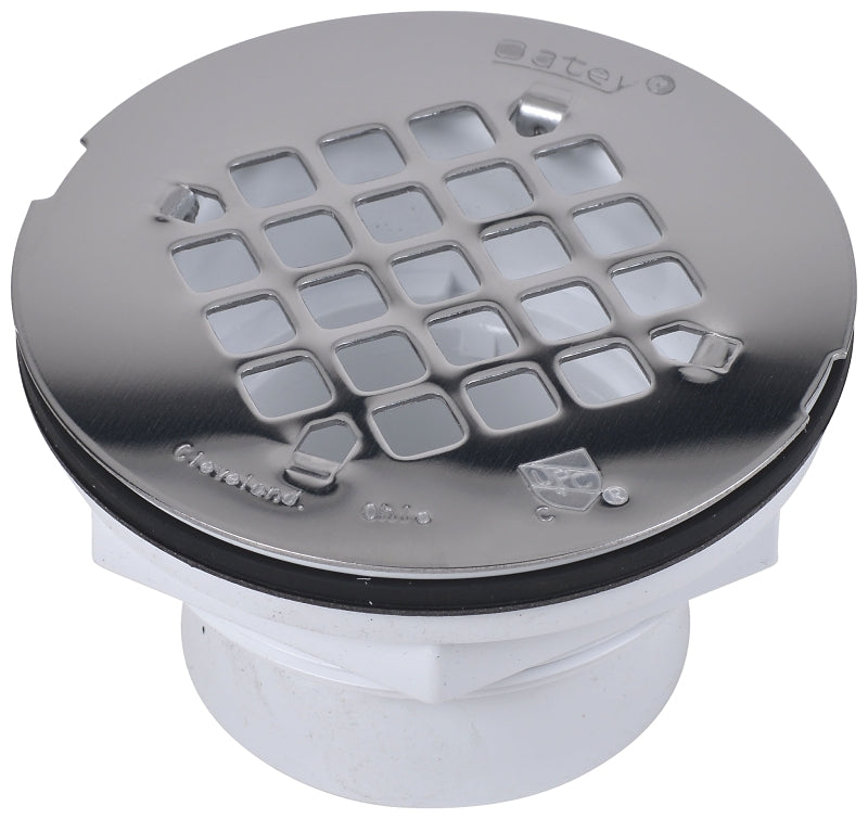 Oatey 42097 101 PS PVC-Solvent Weld Shower Drain with Stainless Steel Strainer, 2-Inch, 2
