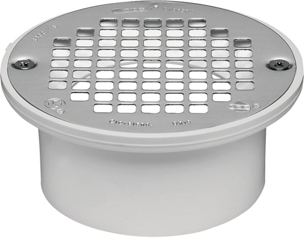 Oatey 43583 PVC Drain with 5-Inch Stainless Steel Strainer, 3-Inch or 4-Inch, white