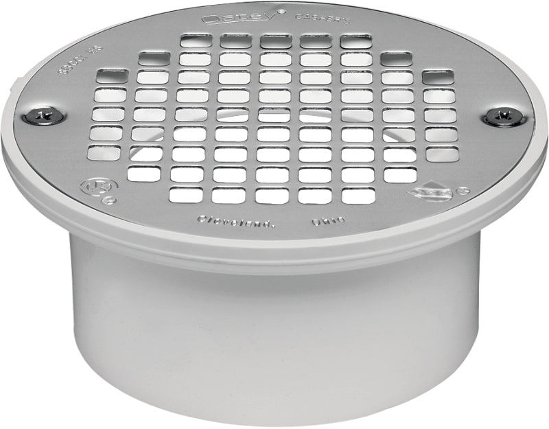 Oatey 43583 PVC Drain with 5-Inch Stainless Steel Strainer, 3-Inch or 4-Inch, white