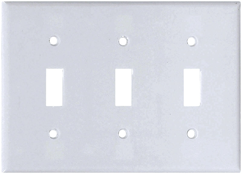 White 3 Gang Toggle Plate