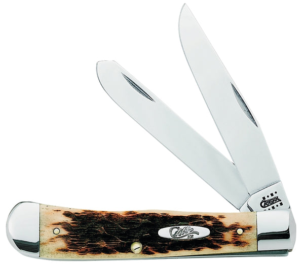 Case XX WR Pocket Knife Amber Jigged Bone Trapper Item #164 - (6254 SS) - Length Closed: 4 1/8 Inches 00164