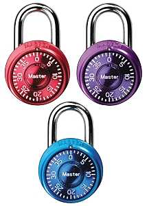 Master Lock Padlock, Mini Dial Combination Lock, 1-9/16 in. Wide, Color Assortment Pack, 1533TRI (Pack of 3)