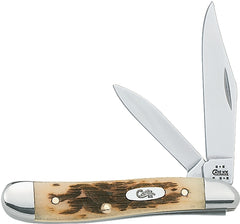 Case 045 amber bone handle peanut folding knife, 2-blade