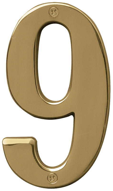 Hy-Ko Products BR-51PB/9 Prestige House Number 9 (NINE) 5" High, Polished Brass Finish, 1 Piece