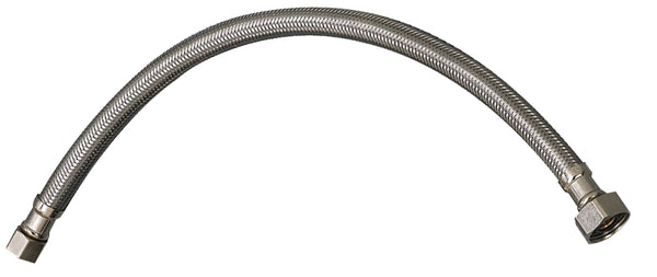 Plumb Pak PP23802 Faucet Supply Tube, 3/8 X 1/2 in, Compression X Fip, 16 in L, Stainless Steel, 16 Inches, Silver