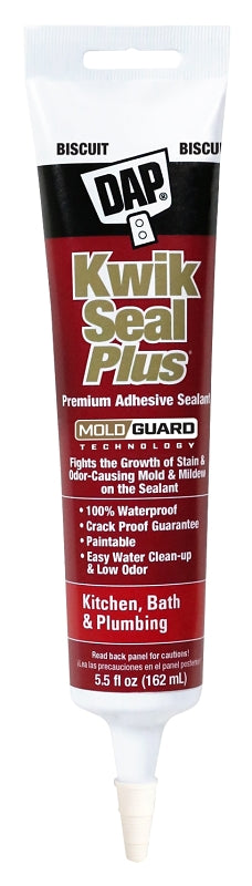 DAP Kwik Seal Plus Kitchen & Bath Adhesive Sealant, Biscuit, 5.5 Oz (7079818539)