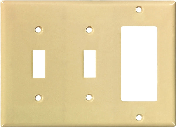 EATON 2173V-BOX Arrow Hart 2173 Combination Decorative Standard Wall Plate, 3 Gang, 4-1/2 In L X 6.37 In W, Ivory