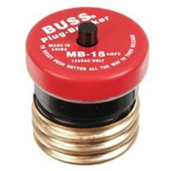 Bussmann, Pack of 1, No Color BP/MB-15 15 Amp Edison Base Plug Fuse Circuit Breaker, 125V