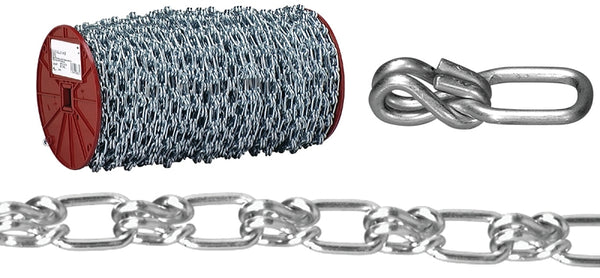 Campbell 0722427 Low Carbon Steel Lock Link Single Loop Chain, Wrapped, on Reel, Zinc Plated, 3/0 Trade, 0.15" Diameter, 50' Length, 405 lb. Load Capacity