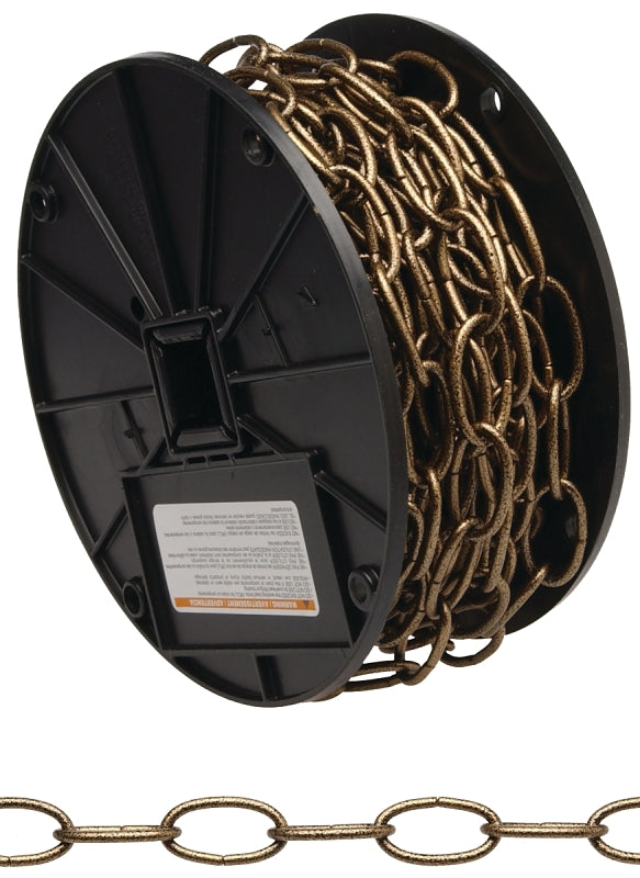 Campbell 0722000 Decorator Chain on Reel, Brass Glo, #10 Trade, 0.135" Diameter, 60' Length, 35 lbs Load Capacity