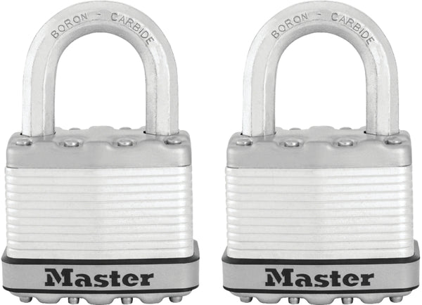 Master Lock M5XT Magnum Heavy Duty Outdoor Padlock with Key, 2 Pack Keyed-Alike, Silver