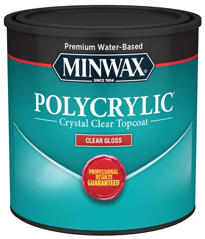 1/2 pt Minwax 25555 Clear Polycrylic Water-Based Protective Finish Gloss