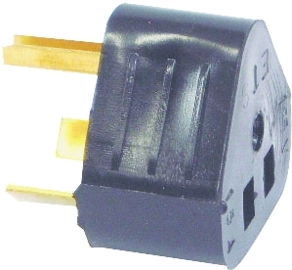 UNITED STATES HDW MFG/U S HARDWARE RV-320C RV Compact Adapter, 15-Amp Female Receptacle, 125-Volt, Black - Quantity 1