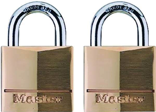 Master Lock Padlock, Solid Brass Lock, 3/4-Inch Body Width, 120T, Keyed alike, 2-Pack