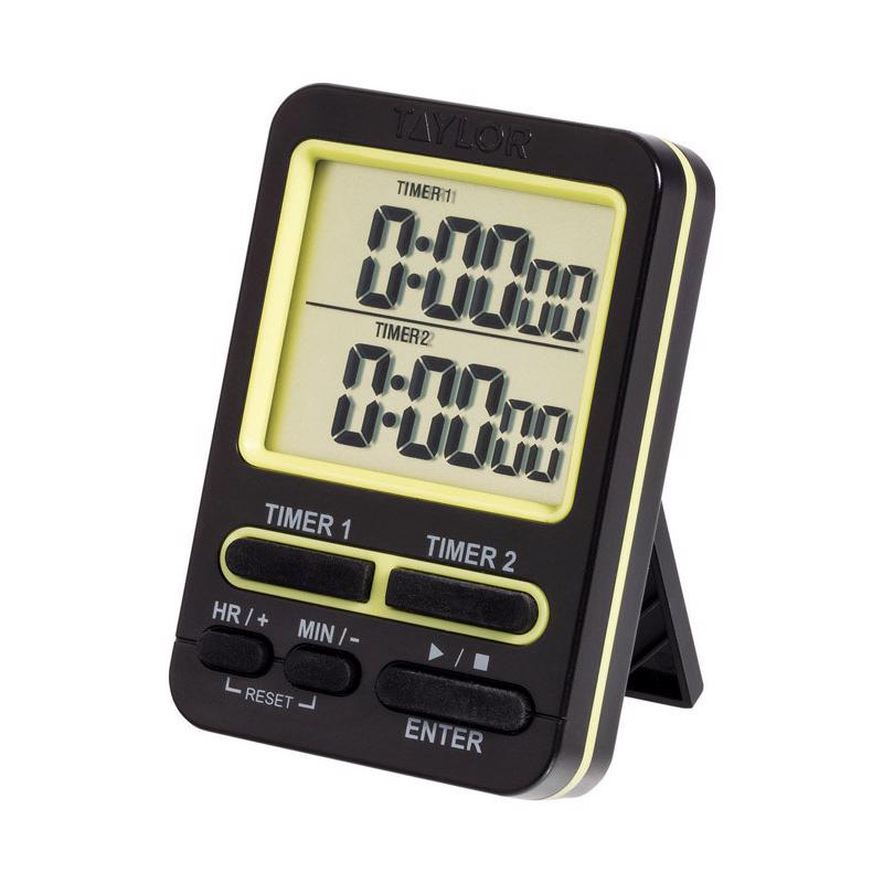 Taylor Dual Event Digital Timer w/Clock, White
