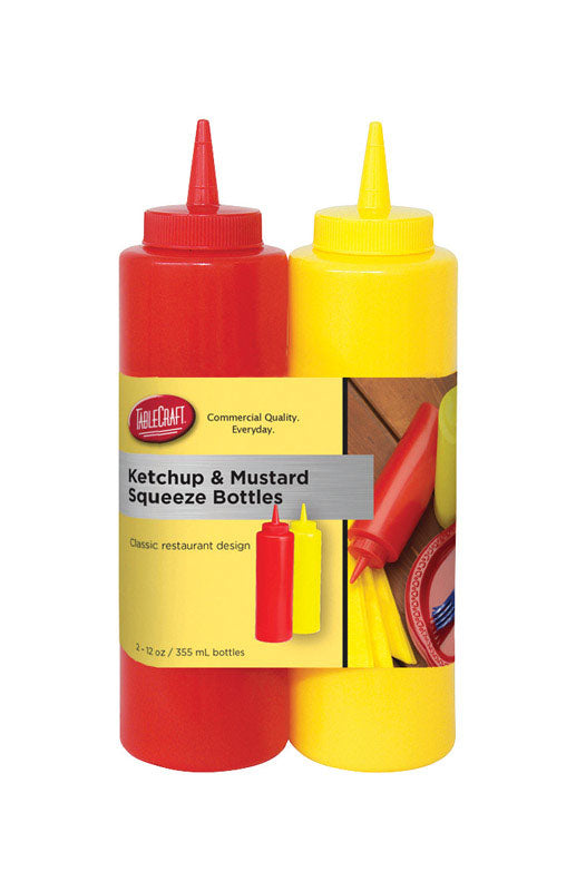 TableCraft Nostalgia 2-Piece Ketchup and Mustard Dispenser Set, 12-Ounce, Red/Yellow