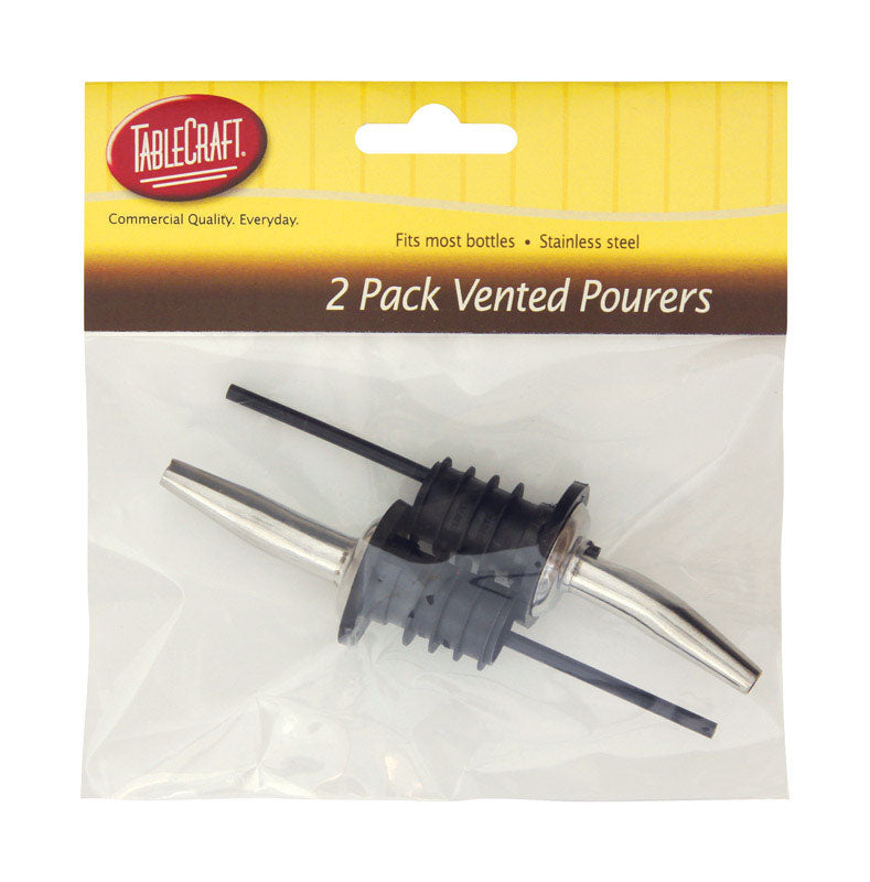 Tablecraft Stainless Steel Vented Pourers, Set of 2, 1 PACK, Stainless-Steel