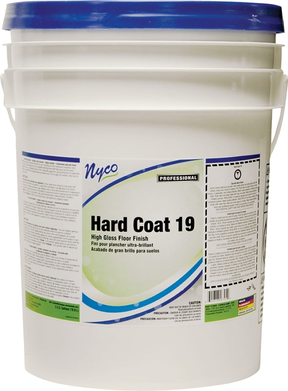 Nyco Hard Coat 19 High Gloss Floor Finish - 5 Gallon Pail - 19% Solids Polymer Floor Finish Coating - Use as Seal & Finish - for Professional Facility Maintenance - (NL167-P5)