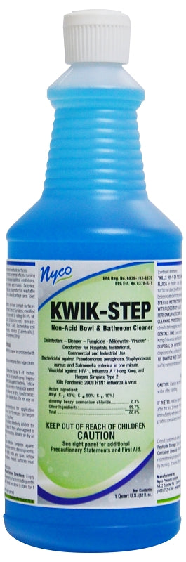 NYCO PRODUCTS COMPANY Kwik-Step NL634-Q12 Kitchen/Bathroom Cleaner, 32 oz, Blue, Liquid