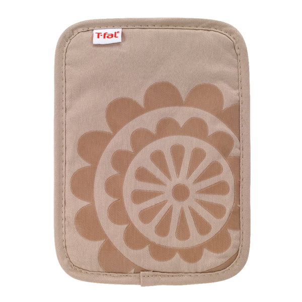 T-fal Textiles 30959 Medallion Design 100-Percent Cotton Silicone Pot Holder, Sand, Individual (2-Pack)