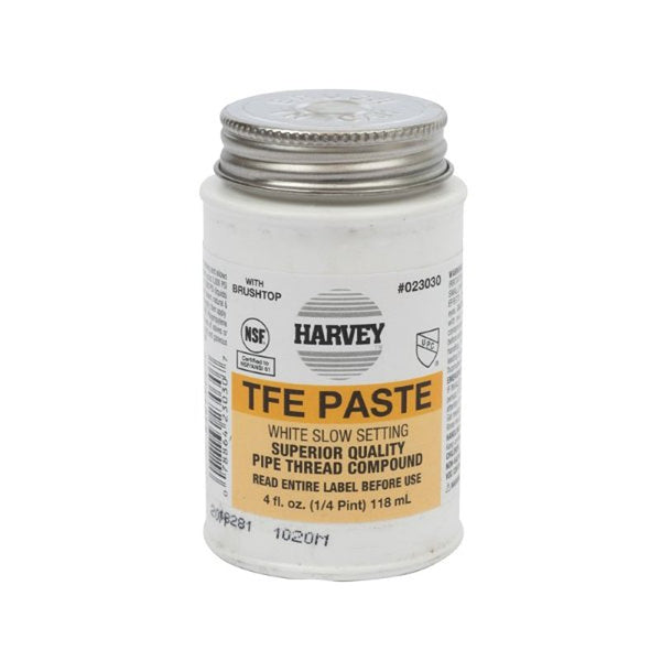 Harvey 23030 Oatey 0 Pipe Thread Compound, 4 Oz, Brush top Plastic Jar, Liquid Paste, 1/4 Pint, White 023030