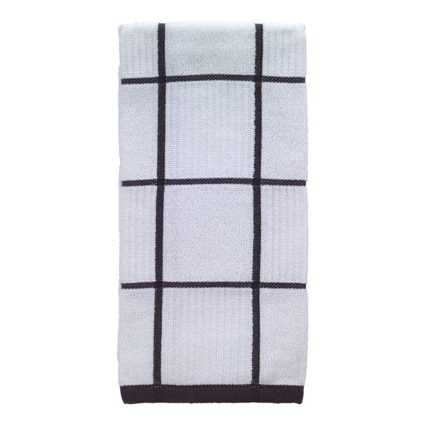 T-Fal Textiles 10153 100-Percent Cotton Checked Parquet Kitchen Dish Towel, Charcoal, Single