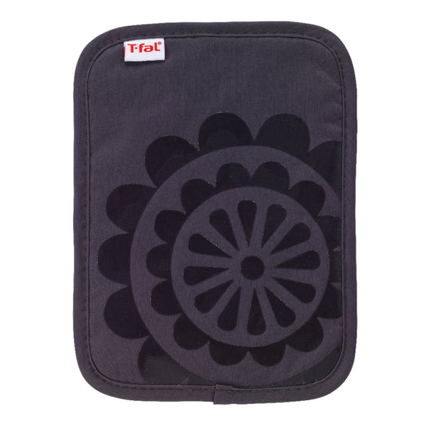 T-Fal Textiles Silicone Printed Medallion 100% Cotton Twill Hot Pad Pot Holder, 9-inches x 6.75-inches, Charcoal Grey 30953
