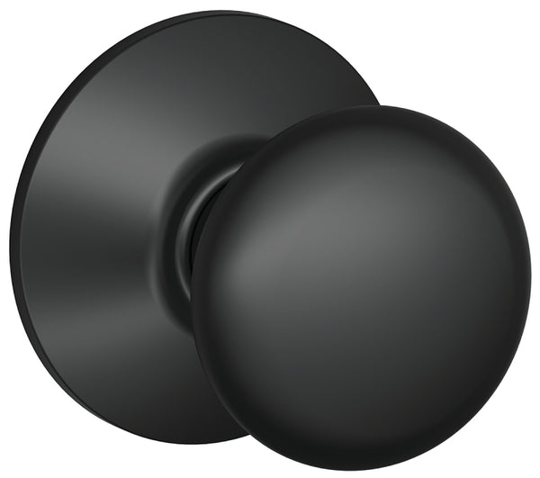 Schlage F10 PLY 622 Plymouth Door Knob, Hall & Closet Passage Lock, Matte Black