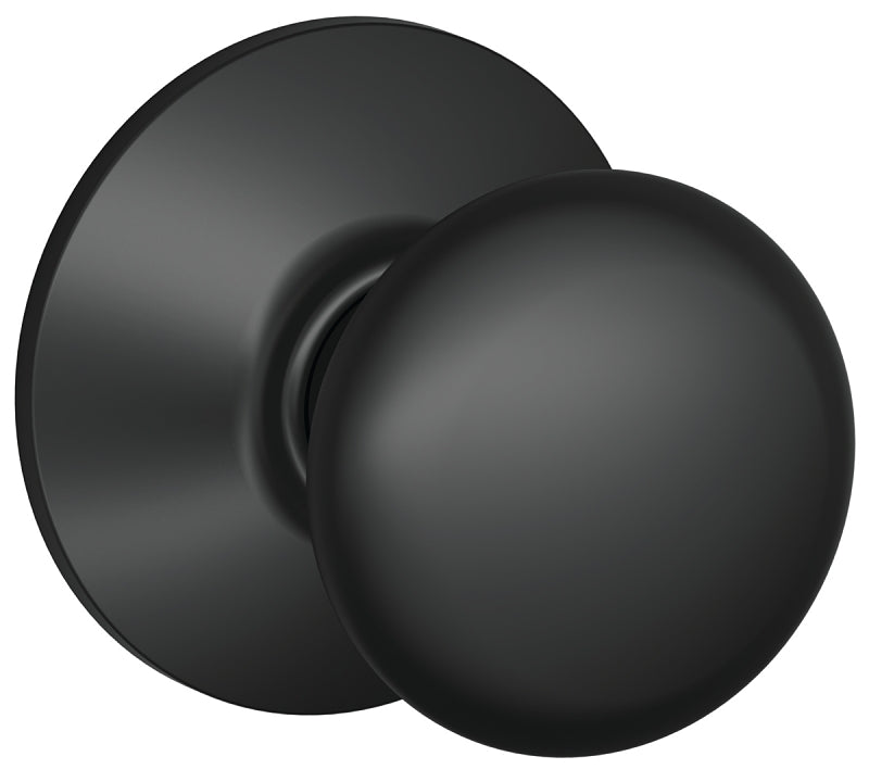 Schlage F10 PLY 622 Plymouth Door Knob, Hall & Closet Passage Lock, Matte Black