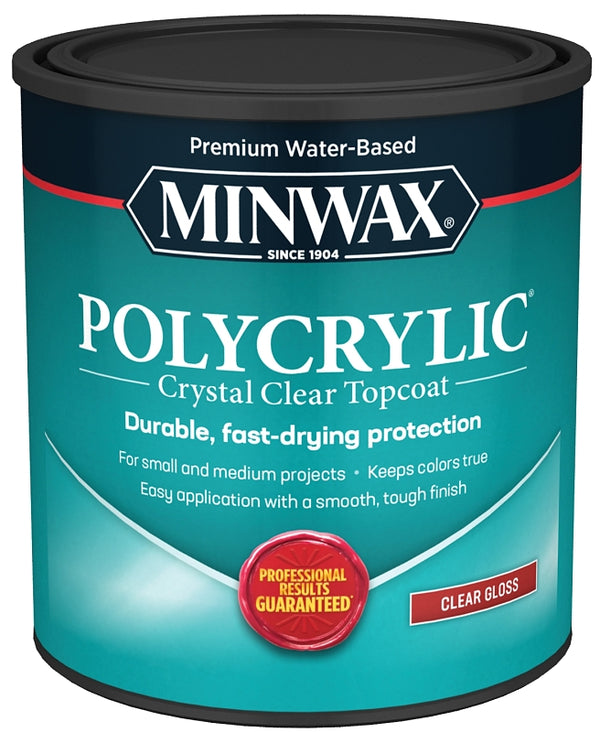 1 qt Minwax 65555 Clear Polycrylic Water-Based Protective Finish Gloss 65555444