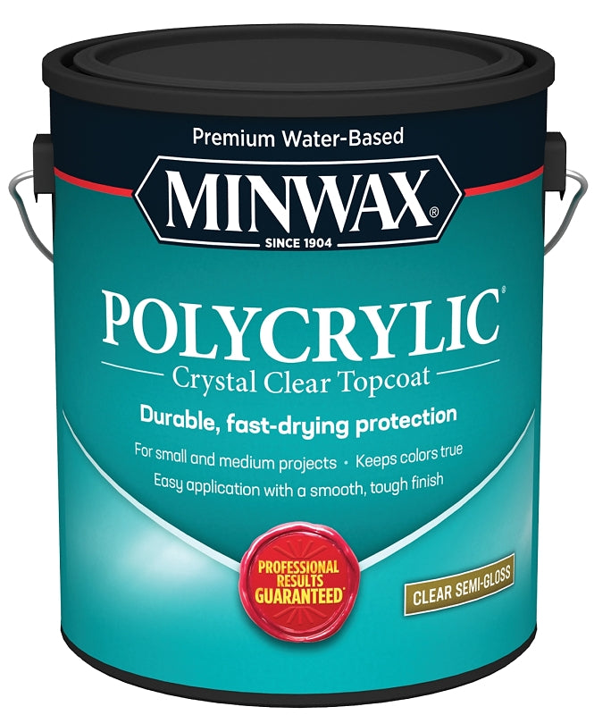 1 gal Minwax 14444 Clear Polycrylic Water-Based Protective Finish Semi-Gloss