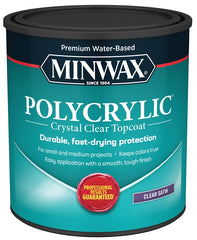 1 qt Minwax 63333 Clear Polycrylic Water-Based Protective Finish Satin 63333444